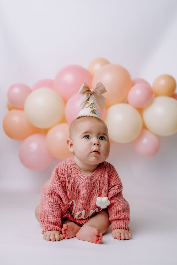 6 month baby sitting with decorations for Mt. Juliet, TN milestone photoshoot